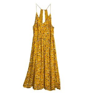 Cooperative Cindy Dress Womens 2 Mustard Yellow Ditsy Floral Preppy Cottage Boho